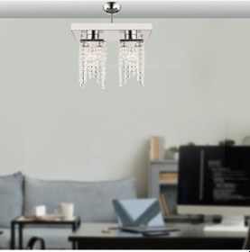 Resim Nikola 2Li Krom Kristalli, Taşlı Modern Tasarım Yatak Odası Kristal Salon Avize 