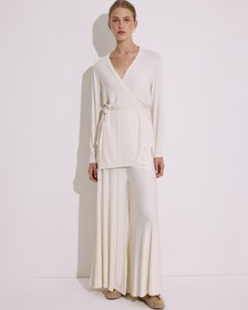 Resim Tie Front Draped Kimono Pearl - PEARL / M/L 