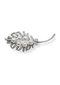 Resim Oya Silver İnci Bezeli Gümüş Dal Broş 1.5x4 Cm Oya-fs090 