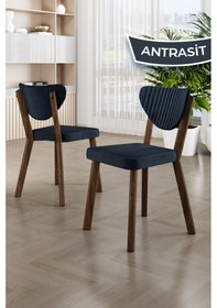 Resim Canisa Akort Serisi Mdf Sabit 80x130 Traverten Mutfak Masa Takımı 4 Antrasit Sandalye Traverten Masa Antrasit Sandalye 