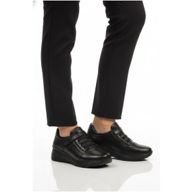 Resim Siyah Hakiki Deri Anatomik Kadın Casual Ayakkabı Plv144 Z Siyah 