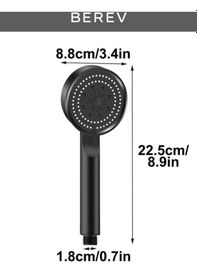 Resim Berev Krom 5 Fonksiyonlu Yüksek Basınçlı Ayarlanabilir Duş Başlığı Krom 