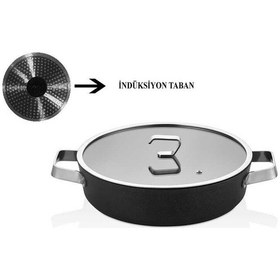Resim Oms Biogranit 24 Cm Karnıyarık 24 Cm Derin Tencere 28 Cm Tava İndüksiyon Tabanlı Siyah 