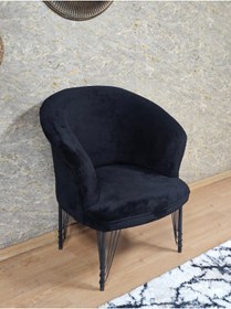 Resim ZAFİR Tekli TEDDY Siyah Boyalı Telli Ayak Çay Seti Koltuk Tekli Berjer , Balkon, Salon, Ofis 