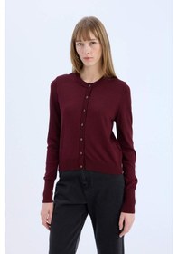 Resim Defacto Regular Fit Bisiklet Yaka Hırka E5032ax24wnbr467 Bordo 