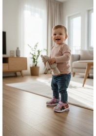 Resim Enoch Anime Karakter Baskılı Ve Cırtlı Bebek İlk Adım Spor Ayakkabı Lila 