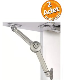 Resim HOBİDABİ 2 Adet Lale Makas Cırcırlı Dolap Pistonu / Metal - Mobilya Makasları - Tek Ebat 