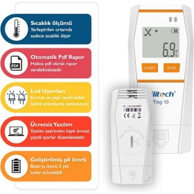 Resim Elitech Hassas Sıcaklık Kayıt Cihazı Otomatik Rapor Datalogger TLOG10 THR378 