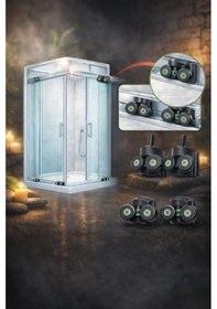 Resim Duşakabin Tekerlek Seti 4 Adet 2 Üst + 2 Alt 2x2 Sistem Uyumlu Kayar Cam Kapı Ray Tekerleri, Evrensel Yedek Parça, Sessiz Ve Akıcı Kayma Performansı, Paslanmaya Dayanıklı Açık Mavi 
