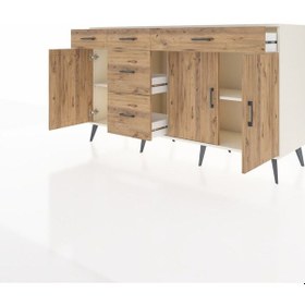 Resim Kronos Konsol 2 Raflı 5 Çekmeceli 3 Kapaklı 176x59x99 Aytaşı-çam Atlas Çam - Aytası 