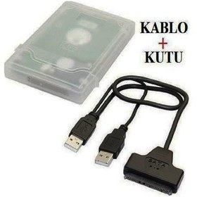 Resim 2.5 İnç Sata Harddisk Çevirici Kablo Usb 2.0 + Koruma Kutusu 