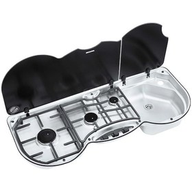 Resim Thetford 353 Cam Kapaklı 3 Gözlü Karavan Sağ Ocak Evye Kombinasyonu 