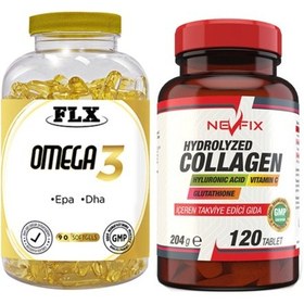 Resim Omega 3 Balık Yağı 90 Softgel & Nevfix Collagen Hyluronic Acid Vitamin C Glutathione 120 Tablet 