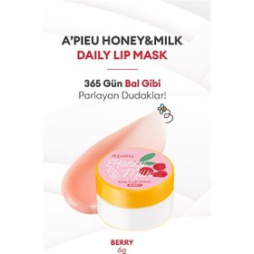 Resim Bal Ve Süt Özlü Besleyici Ve Nemlendirici Dudak Maskesi A'pıeu Honey & Milk Daily Lip Mask Berry 