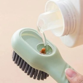 Resim Tech Butiq Deterjan Hazneli Ayakkabı Temizleme Fırçası, Hızlı Köpüren Ayakkabı Yıkama Fırçası, Ergonomik Uzun Saplı Kullanım, Askı Kordonlu Çok Amaçlı Ayakkabı Bot Çizme ve Kundura Temizleme Fırçası 