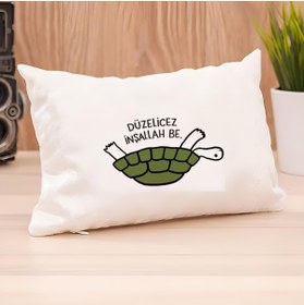 Resim UcuruStore Ters Kaplumbağa Motto İpek Kadife Araç Boyun Yastığı 