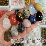 Resim 10 Adet Doğal Kristal Şans Yumurtası, Kaplan Gözü/Opal/Gül Kuvars/Obsidyen Mevsimlik Dekoratif Renkli Mini Yumurta, El Yapımı İyi Şans ve Bereket İçin, Noel, Paskalya veya Şükran Günü İçin Mükemmel Hediye 