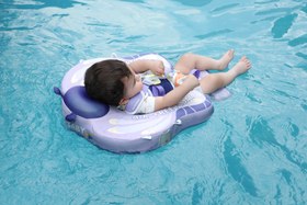 Resim Mambobaby Yüzme Simidi - Pink Butterfly Dreams, Emniyetli, Gölgelikli ve Ayak Destekli 