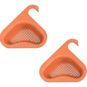 Resim Üçgen Çift Drenaj Mutfak Süzgeci Köşe Rafı Süzgeci Turuncu 2 Adet 