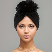 Resim Büyük Çiçek Detayı ile Şık ve Rahat Kadınlar için Esnek ve Nefes Alabilen Turban Şapkası - Günlük Giyim, Kemoterapi Şapkası, Nefes Alabilen Polyester, Elde Yıkanabilir, Şık ve Rahat Kafa Giyimi | Şık Turban Şapkası | Konforlu Uygunluk 