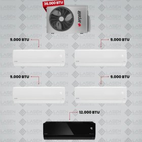 Resim Arçelik 1+5 Multi Sistem Klima / 36100 Md Pro Dış Ünite ( 4 Adet 9.000 Btu Beyaz + 12 Btu Siyah Iç Üniteler ) 