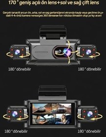 Resim 4 Kameralı 360 Derece Araç Kamerası, Full HD 1080P, WiFi Destekli, Gece Görüşlü, G-Sensör, Döngüsel Kayıt, Mobil İzleme 