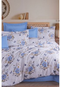 Resim Çift Kişilik Nevresim Takımı Pamuklu Mavi Kelebek Mavi 
