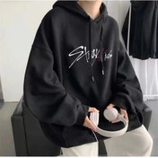 Resim Gofeel Stray Kids Siyah Renkli Kapüşonlu Oversize Baskılı Sweatshirt 