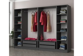 Resim KALE 6 BÖLMELİ 4 ÇEKMECELİ GİYİNME DOLABI ANTRASİT 210 CM 