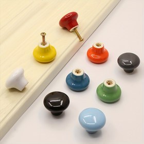 Resim 12 adet Seramik Dolap Kolu - 33mm (1.3 ") Pürüzsüz Düz Mantar Düğmeleri Cilalı Metalik Bitiş ile, Mutfak Dolapları, Çekmeceler, Gençler'in Yatak Odası Mobilyaları ve Ev Kapıları için 12 Canlı Renk, Mantar Dolap Düğmeleri 