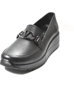 Resim Beety 2237 Deri Siyah Ortopedik Dolgu Topuklu Kadın Ayakkabı 