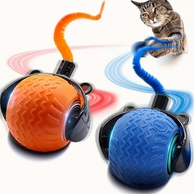 Resim 1 adet Otomatik Avcı Topu ve Kuyruk ile Etkileşimli Kedi Oyuncağı - USB Şarj Edilebilir, Lityum-Polimer Pil, Turuncu/Mavi Renkler, Güvenli Toksik Plastik Yapı - İç/Dış Mekan Oyunu, Tüm Irklar - Kediler ve Küçük Köpekler için İdeal Hediye - Evcil Hayvan Egzersiz Oyuncağı, Etkileşimli Kedi, Oyun Sever Tasarım, Dayanıklı Plastik, Kedi Geliştirme, Çizgili Desen, Sağlam Yapı, Oyun Sever Evcil Hayvanlar, Kedi Toplama Oyuncağı, Büyük Kedi Topu Oyuncağı, Otomatik Atma Mini Kedi Oyuncağı, Kedi Oyunu, S 