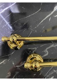 Resim İsaoğlu Yapı Gold Havluluk Ve Tuvalet Kağıtlığı Vintage Tasarım Altın Havluluk Ve Kağıtlık Set Pirinç Gold 