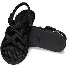 Resim Nomadic Republic Bodrum Kauçuk Tabanlı Kadın Halat Sandalet Siyah 