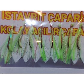 Resim Profesyonel İstavrit Çaparisi 8 Kırmızı İğneli A.yeşil Simli Kırmızı Kırçıllı Standart 
