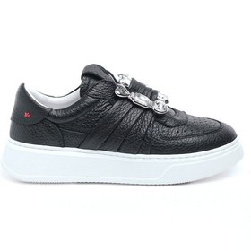 Resim Derinet Hakiki Deri Taş Aksesuarlı Kadın Sneaker 