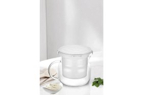 Resim Çok Renkli Cam Yoğurt Süzme Kabı, Peynir Yapma Seti, Demlik ve Ölçü Kabı 2.2 Litre 