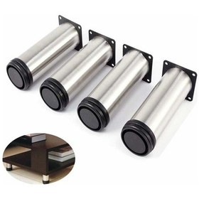 Resim Mufunye 6 Ayarlanabilir Mobilya Ayağı Seti Paslanmaz Çelik Mobilya Ayakları Yuvarlak Braketler 100mm 