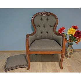 Resim Masifart_Mobilya Masifart Claudia Oymalı Berjer Koltuk Keten Kapitoneli 