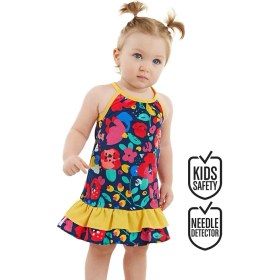 Resim Denokids Çiçekli Kız Bebek Poplin Pamuklu Yazlık Elbise 