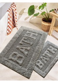 Resim Rueso Gri 2li %100 Pamuklu Banyo Paspas Seti Renkli 