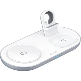 Resim Mcdodo 3in1 iPhone Uyumlu Air Pod Apple Watch Uyumlu Magsafe Kablosuz Şarj Cihazı Beyaz CH-7060 