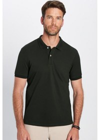 Resim Tudors Erkek Slim Fit Dar Kesim %100 Pamuk Kısa Kollu Polo Yaka Haki Tişört-50257 