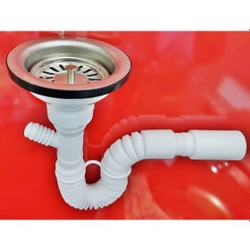 Resim Yapıtaşı Körüklü Çöpmak Geniş Gövdeli Mutfak Evye Sifonu Çatallı Krom 