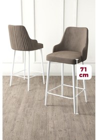 Resim Canisa Enox Serisi 6 Adet Cappucino Sandalye Mutfak Bar Sandalyesi Babyface Kumaş Beyaz Metal Ayak Sandalyeler Cappucino Ayaklar Beyaz 