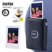 Resim Instax Mini Link 2 Uzay Mavisi Akıllı Telefon Yazıcısı 20li mini Film ve Çerçeve 