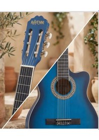 Resim Ravenni Rcg-120 4/4 Klasik Gitar Tam Boy Kesik Kasa Kılıf+penaseti+kapo Hediyeli Mavi 