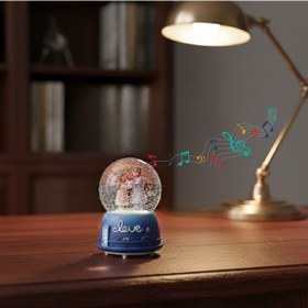 Resim Pilli Işıklı Müzikli Kar Küresi El Ele Sevgili Figürlü Eğlenceli Masaüstü Biblo, Led Aydınlatmalı Dekoratif Hediyelik Kar Küresi 