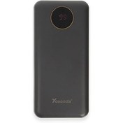 Resim Coverzone Yosonda Led Ekranlı 20000mAh Powerbank 4in1 Dahili Micro USB, Type-C, Lightning ve USB-A kablosu YXD-A67 (Siyah - YXD-A67) 