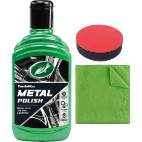 Resim Turtle Wax Krom ve Metal Parlatıcı 300 ml + Cila Süngeri + Mikrofiber Bez 